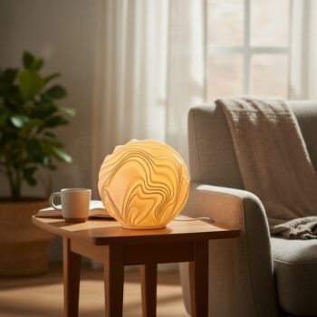 Flow Sculpted Lamp modern sculptural ambient table lamp glowing warm white